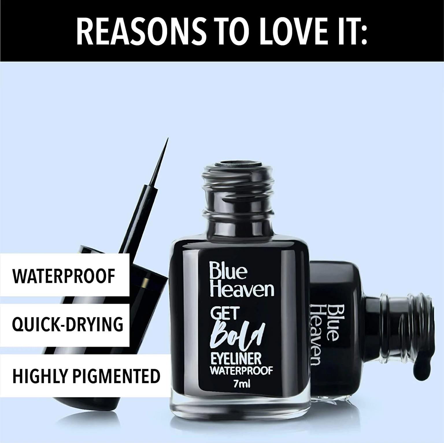 Blue Heaven Get Bold Eyeliner Waterproof - Black Diamond (7ml) - Image 2