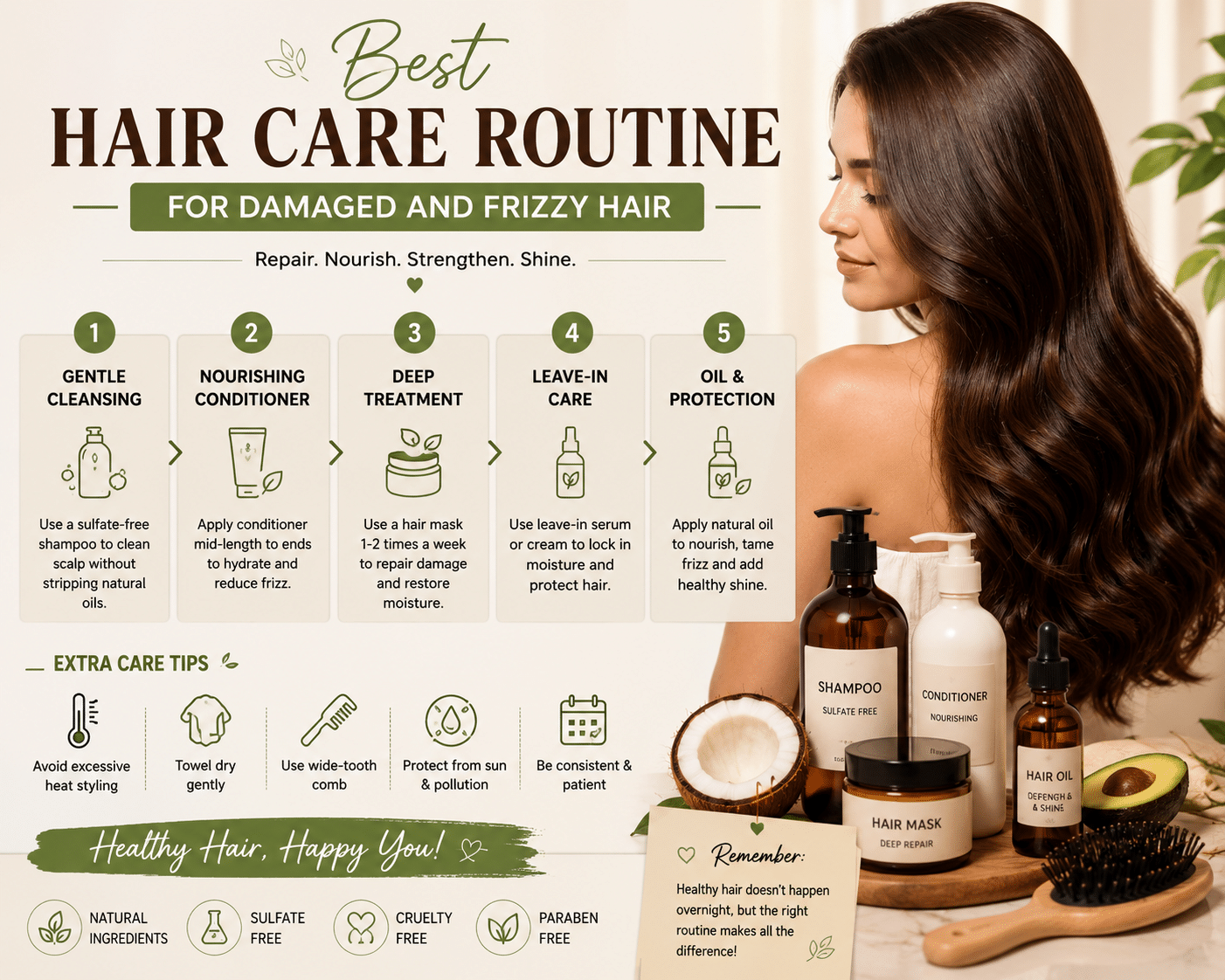 Best Hair Care Routine for Damaged and Frizzy Hair
